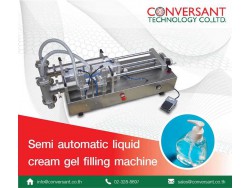 เครื่องบรรจุของเหลวแบบกึ่งอัตโนมัติ  (Semi automatic liquid cream gel filling machine)