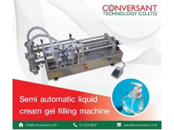 เครื่องบรรจุของเหลวแบบกึ่งอัตโนมัติ  (Semi automatic liquid cream gel filling machine) 