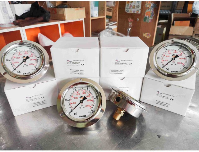 เกจวัดแรงดัน (Pressure Gauge) ขนาดหน้าปัด 4นิ้ว เกลียวขนาด1/2 วัดแรงดัน 0-250